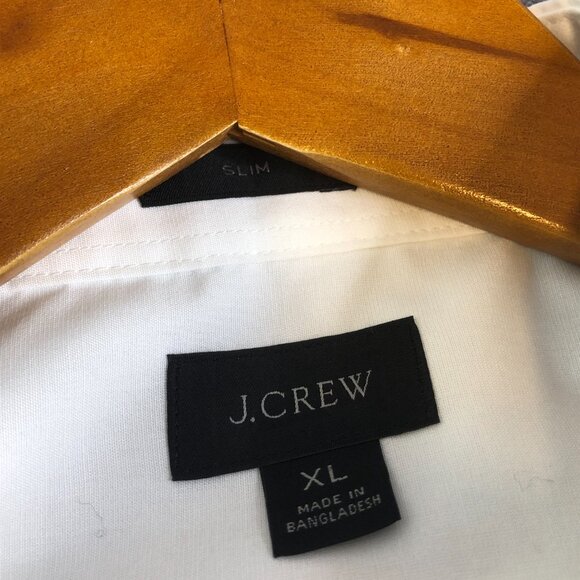 J Crew Shirt Mens Extra Large White Button Oxford Spread Collar Long Sleeve Slim - Picture 2 of 11
